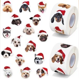 Amazon Christmas Dog Sticker x2 Rolls 16 Breeds & Realistic Prints One Size